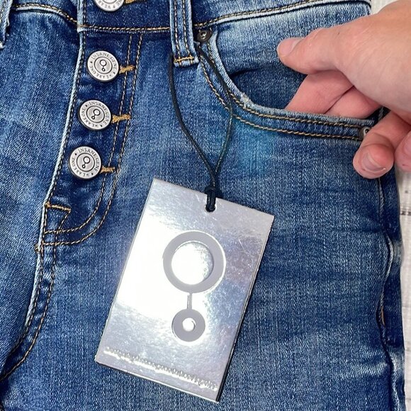 Insane Gene NWT Jeans Mid-Rise Skinny Dark Blue Denim Exposed Buttons Size 1 /24 - Picture 6 of 13